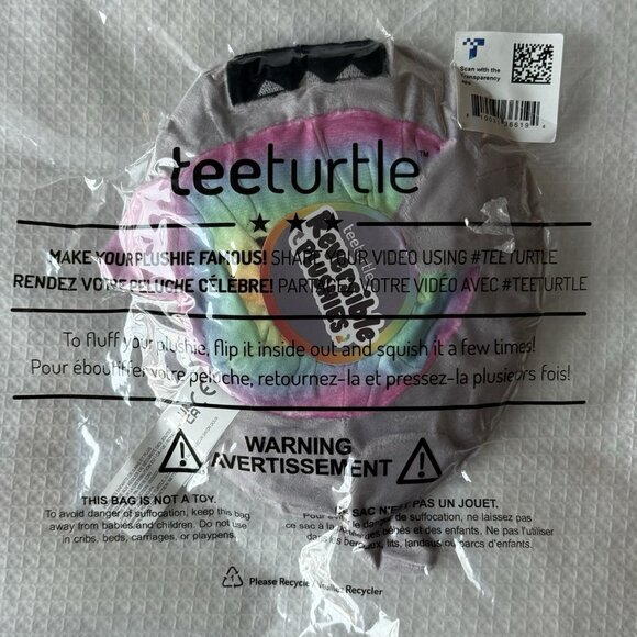 New TeeTurtle Reversible Happy Pink and Mad Gray Rainbow Soft Plush Toy - Picture 6 of 6